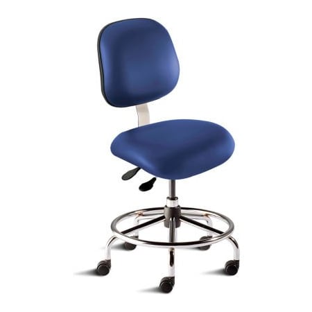 Biofit BioFit Antimicrobial Stool, 21"-28" Seat Height, Blue Vinyl - Chrome Steel Base - Elite Series EES-M-RC-T-XF-XA-C-P28542